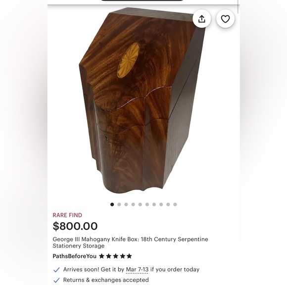 Mahogany Wood Knife Box - Picture 7 of 11